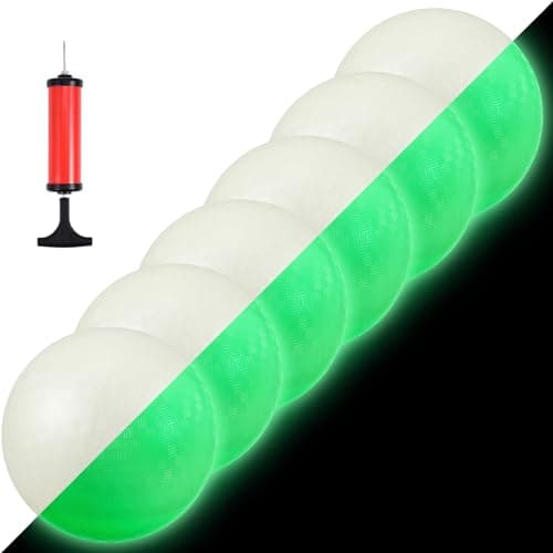 Hiboom 1 Pcs Glow in The Dark Kickballs Dodgeballs Light up Playground Bouncy Balls with Pump for Adults Playground Backyard Outdoor Glow in The Dark Activities 10 Inch