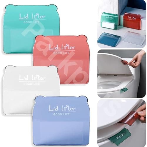 Parkplus Toilet Seat Lifter Self-Adhesive Toilet Seat Holder With Double Tape Toilet Seat Lifter Handle Clip Water Closet Toilet Lifter Avoid Direct Contact With Cover&Seat(Multi) Plastic (Pack Of 4)
