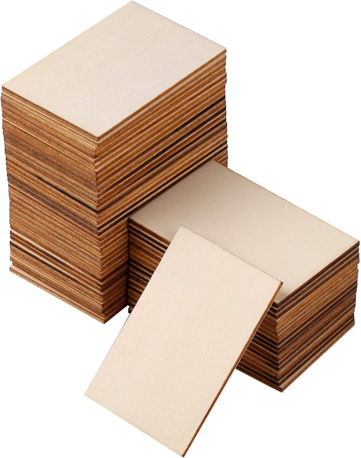 American Elm Pack of 30 Unfinished Wood Pieces Rectangle Blank Sharp Corners Wooden Sheets for DIY Arts Craft Project