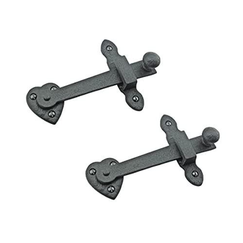 Renovators Supply Manufacturing Black Iron Gate Flip Latch 12" Large Antique Two Sided Flip Locks Rust Resistant Powder Coated Barn Door and Fence Gate Latches with Hardware Pack of 2