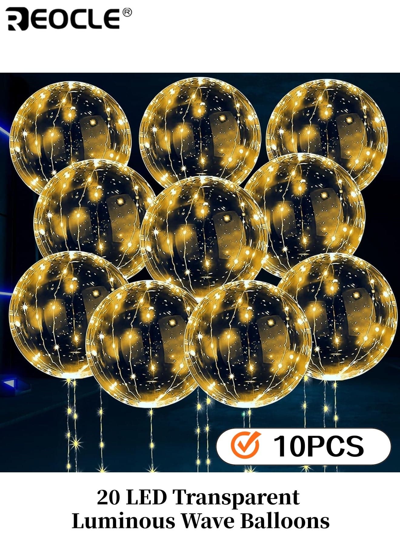 10pcs 20 LED Transparent Luminous Wave Balloons Glowing Balls Party Decorations Celebration Accessories Perfect for Birthday Wedding Festive Events
