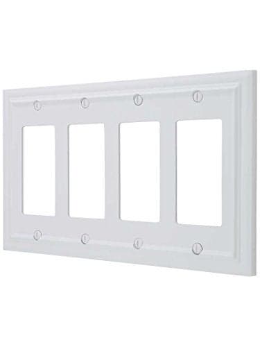 Amerelle 94R4W Continental Wallplate, 4 Rocker, Cast Metal, White, 1-Pack