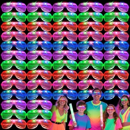108 PCs LED GlassesLight Up GlassesGlow Glasses Glow In The Dark Party Supplies Suitable For KidsAdults 3 Light up Modes 5 Neon Colors Rave PartyWedding Birthday Concert New Year Carnival