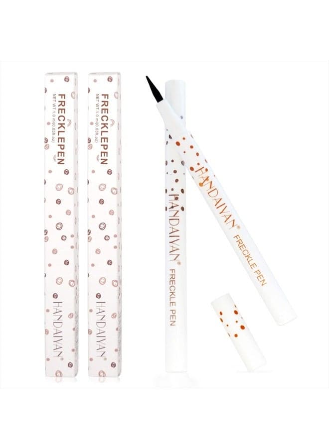 Freckle Pen 4 Colors Available, Natural Lifelike Freckle Makeup Pen, Waterproof Long Lasting Quick Dry - Chestnut & Dark Brown (2Pack)