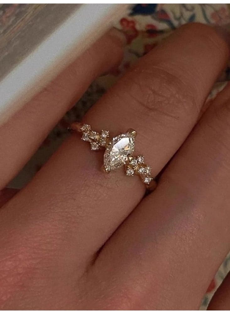 Antique Vintage Gold Ring, Women's High-end Ring, Single Piece