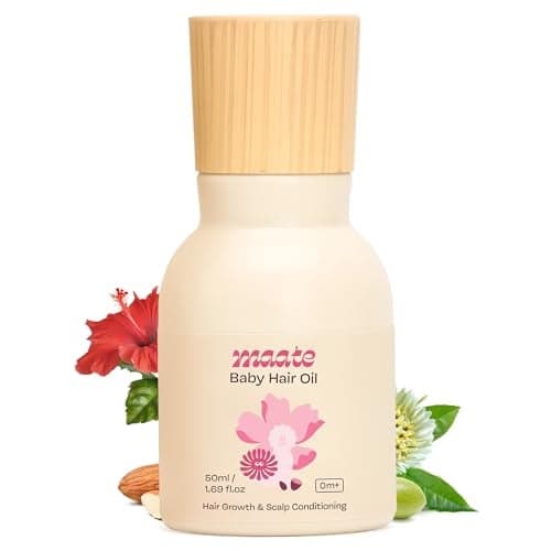 Maate Baby Hair Oil (50 ml) | Enriched With Hibiscus, Bhringraj & Vitamin Rich Almond | For Healthy Hair, Scalp Conditioning, Moisturizes & Soothes | 0-12 Years
