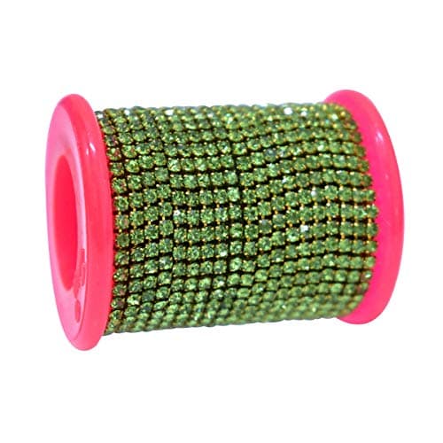 Embroiderymaterial 2MM (6SS) Rhinestones Cup Chain for Craft, Embroidery and Jewellery Making (5 Mtr, Paradise Green Color)