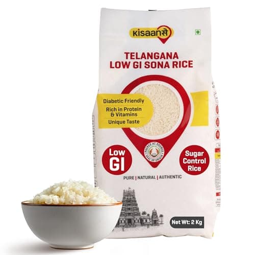 KisaanSay Sugar Control Rice- Telangana Sona Rice (2 KG) | Lab Tested Low Glycemic| Diabetes-Friendly | Unpolished | High in Fiber & Nutrients | Traditionally Milled | Lightweight & Non-Sticky | supports healthy weight & blood sugar