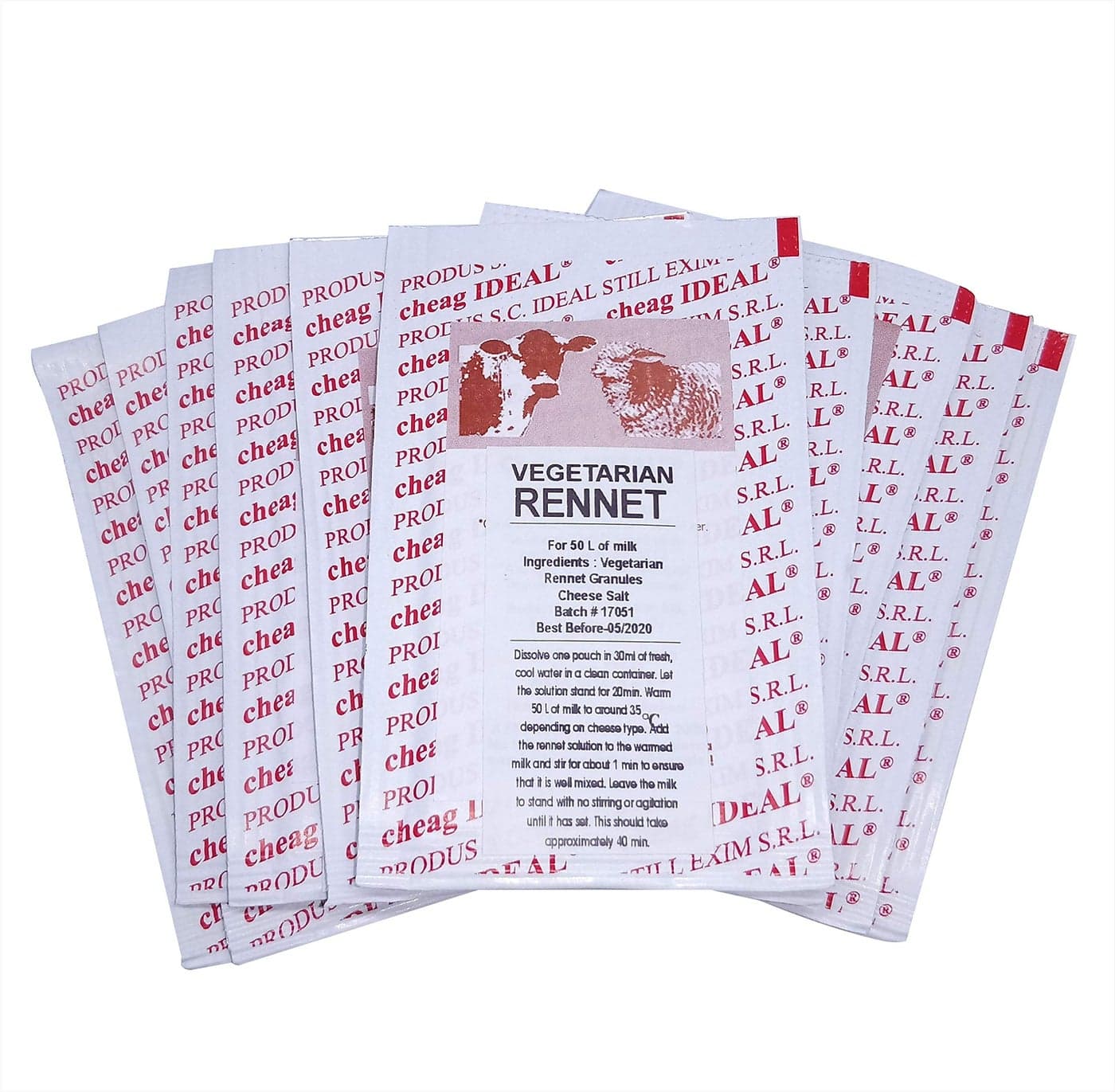 10 x RENNET CHEESE SALT MIX 6g POUCH For any type of cheese 1 pouch for 50 liters of milk