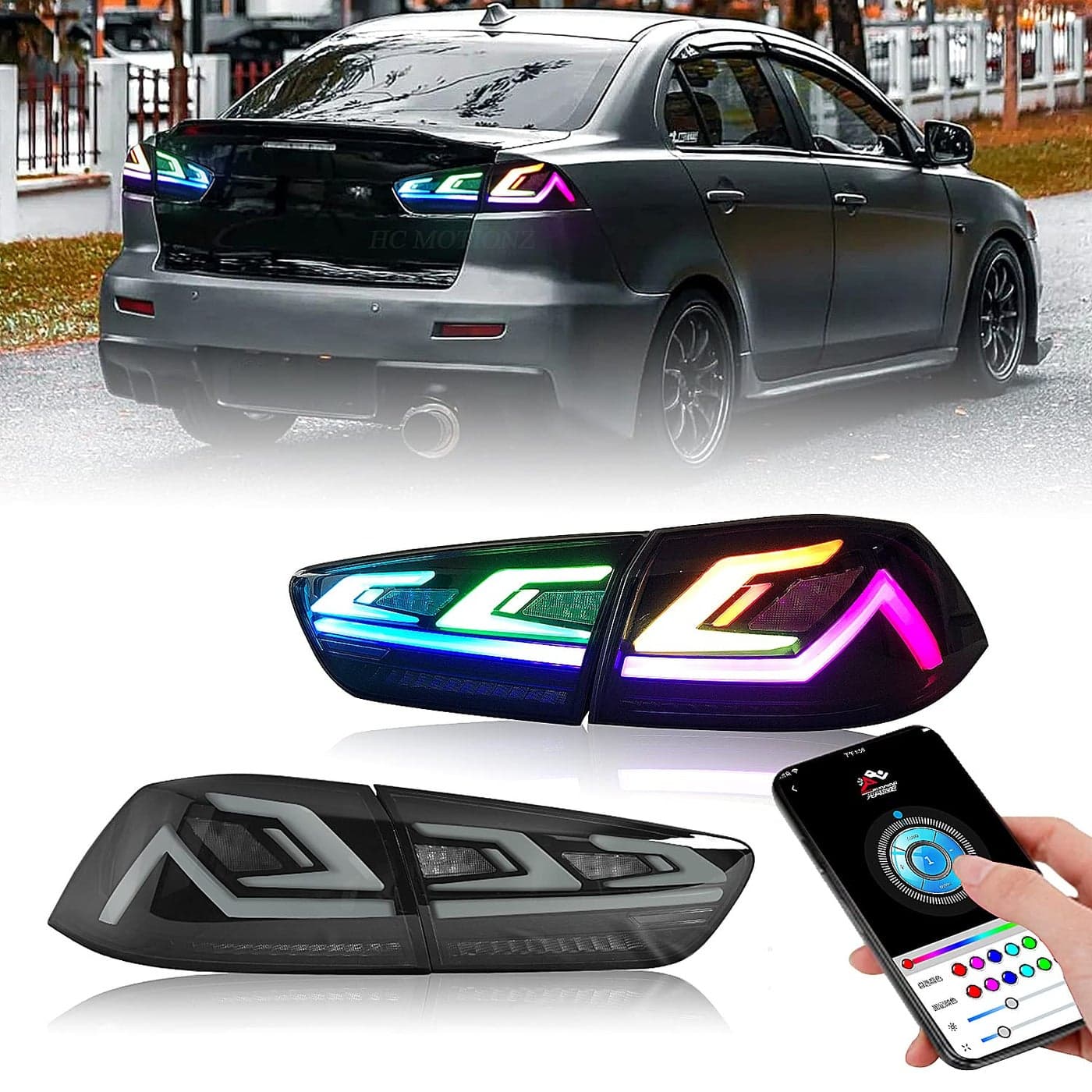 HCMOTIONZ LED Tail Lights Assembly for Mitsubishi Lancer EVO X 20082020 Rear Lamps with Sequential Turn SignalStart Up AnimationDriver Passenger Sides
