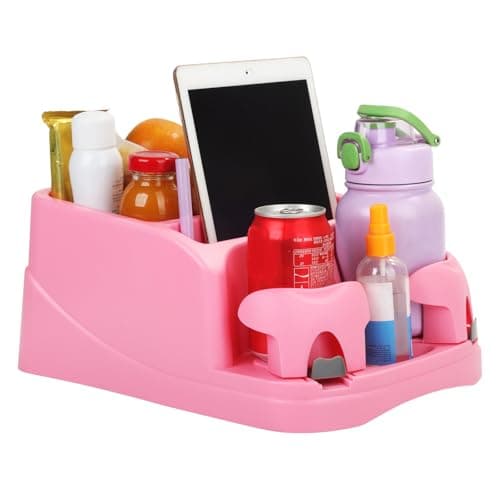 LoyaGour Center Console Organizer,Automotive Consoles Organizers and Storage with 2 Adjustable Cup Holders,Back Bench and Front Seat or Floor Middle Console Universal for Car Truck RV Van SUV (Pink)