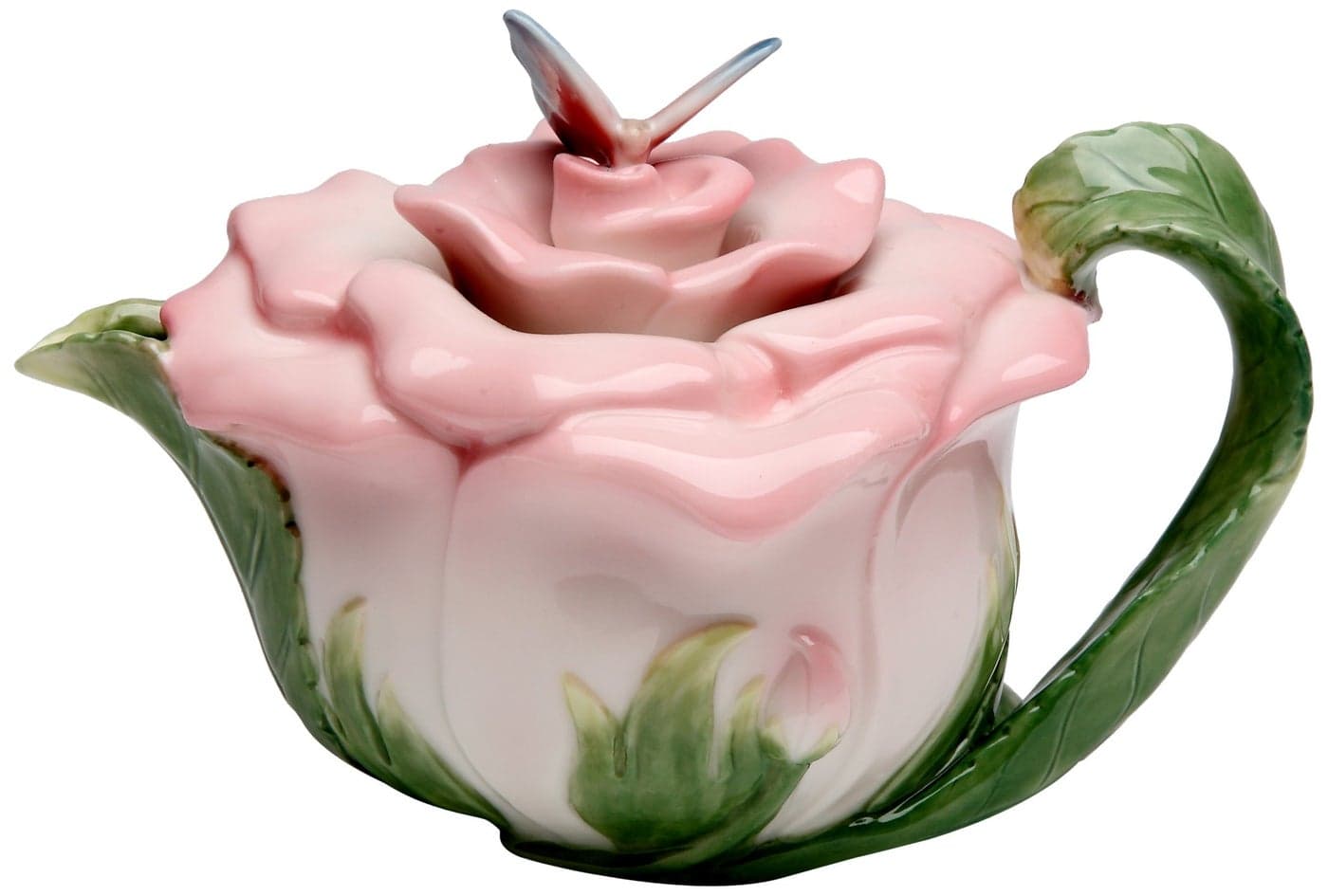 Cosmos Gifts Butterfly on Rose Teapot Ceramic 512 Inches High