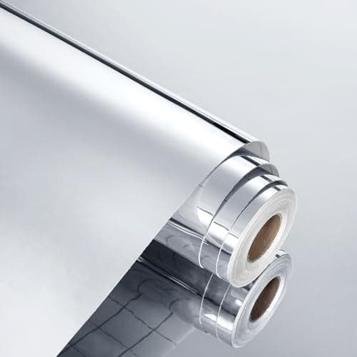 WESTICK Large Mirror Stickers for Walls 24"x394" Self Adhesive Silver Contact Paper Peel and Stick Mirror Wallpaper Silver Permanent Vinyl for Home Decor Gym Walls Appliance Crafts DIY Shelf Liner