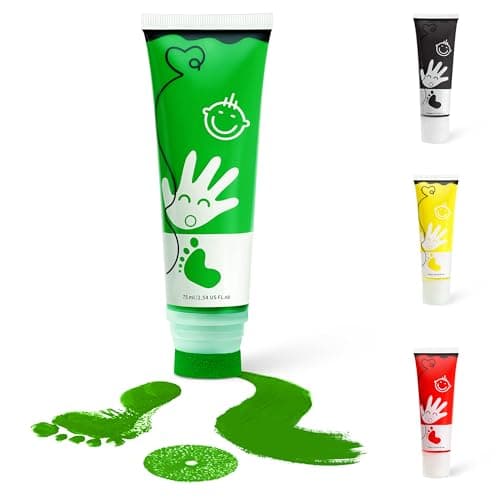 Sortnic Baby Hand and Footprint Paint with Sponge Head, 2.54 fl oz, Non-Toxic & Acid-Free, Washable Baby Safe Paint for Newborn Keepsakes, Dog Nose & Paw Prints, Ideal New Mom Gift - Green