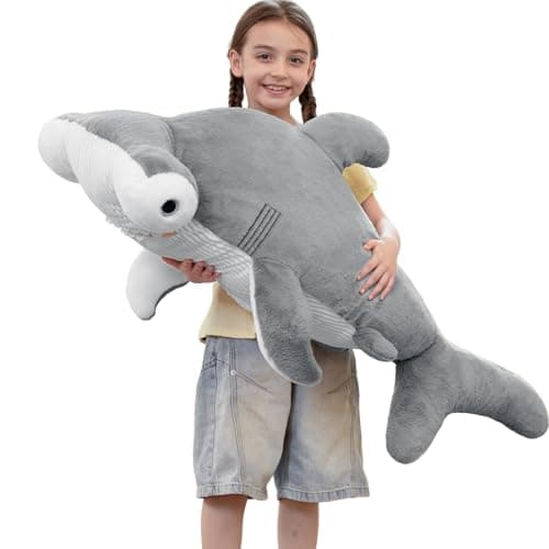Tezituor 433 inch Giant Hammerhead Shark Stuffed Animal 4ft Large Stuffed Hammerhead Shark Plush Ocean Toys Realistic Gray Shark Plush Pillow for Girls Boys