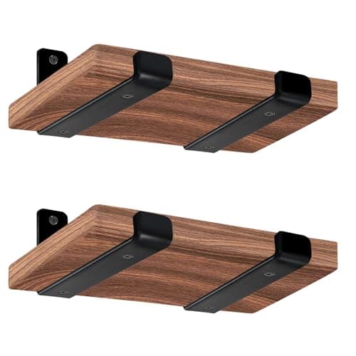 4 Pack - 5.5" L x 4" H x 1.5" W J Lip Shelf Brackets Rustic Farmhouse Iron Wall Floating Shelf Bracket Metal Shelf Bracket Industrial Shelf Supports with Screws Black