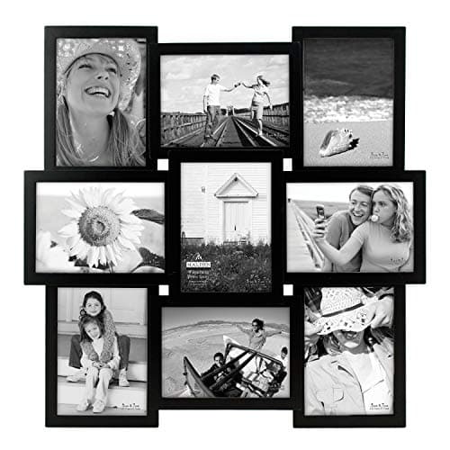 Malden International Designs 5 x 7 9-Opening Dimensional Collage Photo Wall Frame, Black