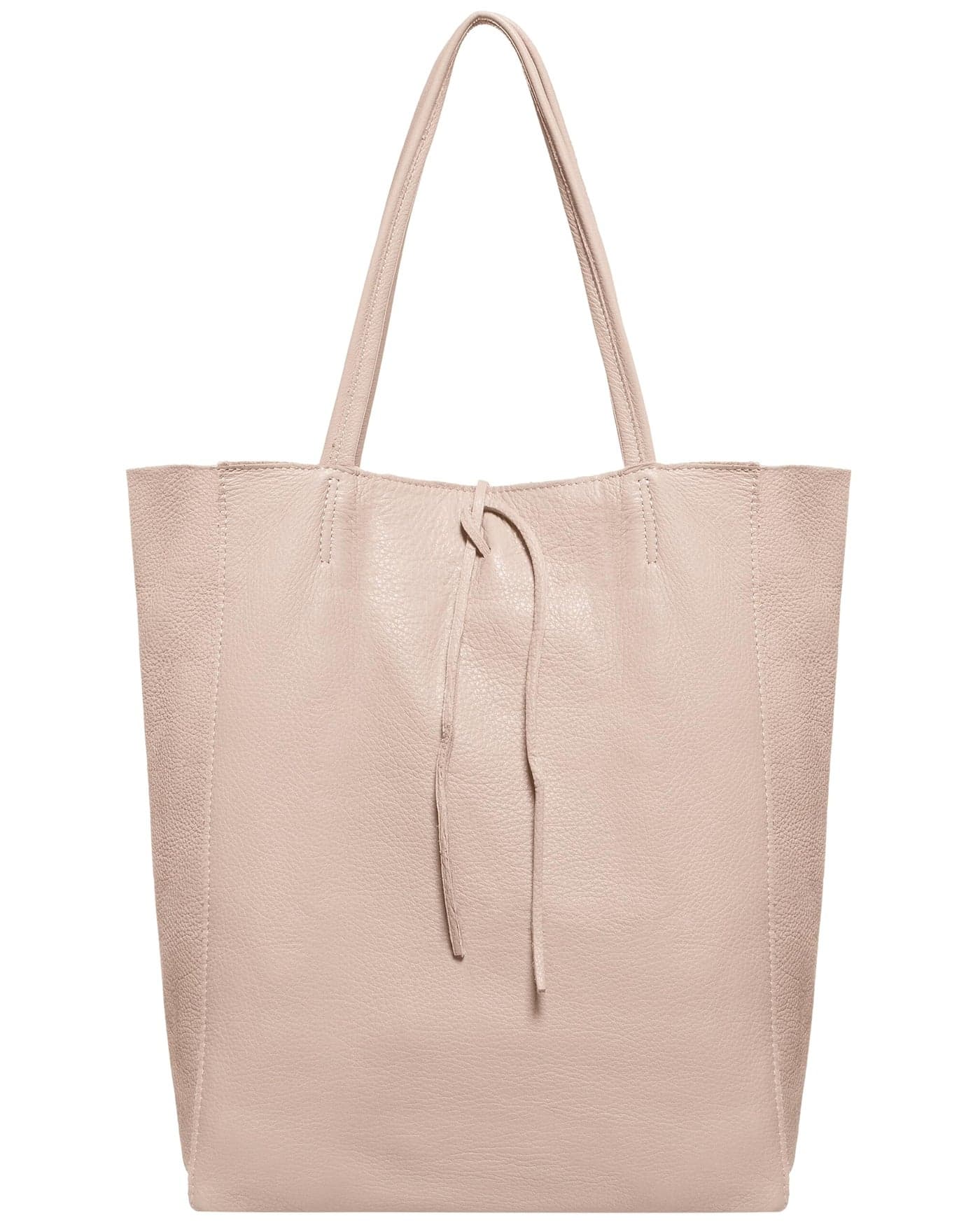 TAKEASY Italian Genuine Leather Tote Bag for Women with Zipper | Large Tall Soft Unlined Handbag Purse for Shopping Work Travel (Nude)