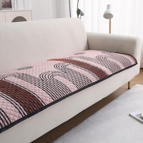 HOKIPO 'LiefNest' Holland Velvet Sofa Cover Mat with Foam Filling for 1/2/3 Seater & L-Shape Sofa. Make Your Own Sofa Cover Set, Mat Size: 150(L) cm, Modern Archscape Mauve Blush (IN-823-D10)