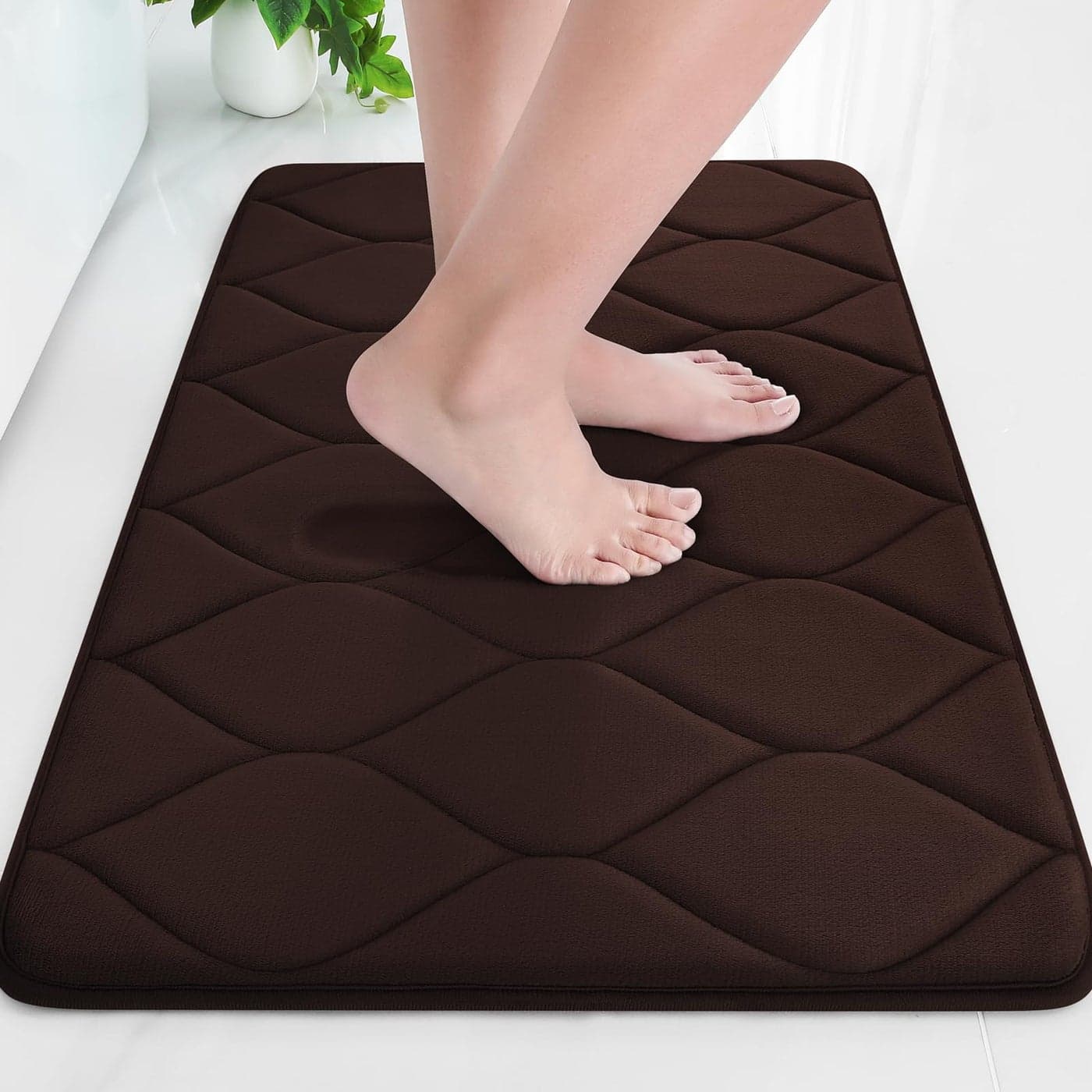 Colorxy Memory Foam Bathroom Rugs Ultra Soft NonSlip Bath Mat Water Absorbent and Machine Washable Bath Carpet Rug for Shower Bathroom Floor Rugs 24x16 Coffee