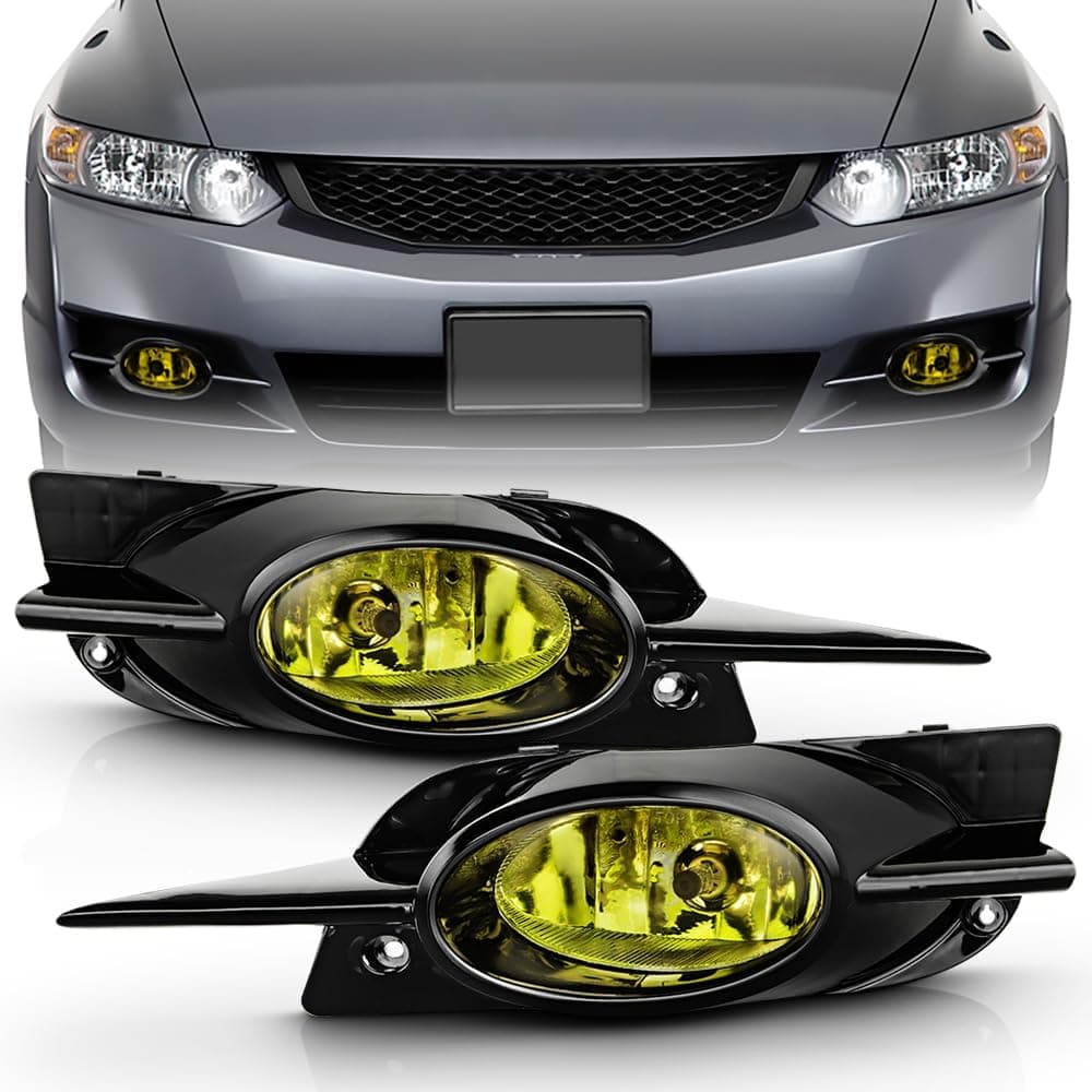 ACANII Yellow Bumper Fog Lights for 2009-2011 Honda Civic 2dr Coupe with Switch