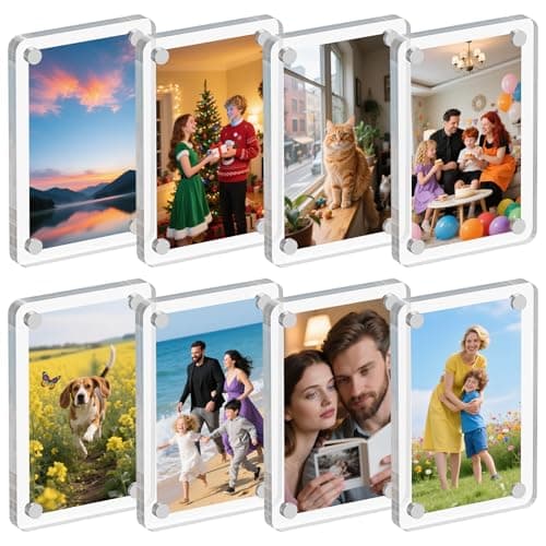 Dooiclear 8 Pack Acrylic Magnetic Picture Frame for Fridge, 2.36x3.54 Inch Polaroid Frame for Refrigerator, Clear Instax Photo Frames, Mini Picture Magnet Frames for Home, School, Office