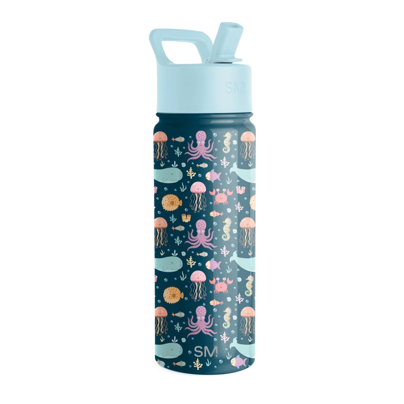 Simple Modern Kids Water Bottle with Straw Lid | Insulated Stainless Steel Reusable Tumbler for Toddlers, School | Summit Collection | 18oz, Under the Sea