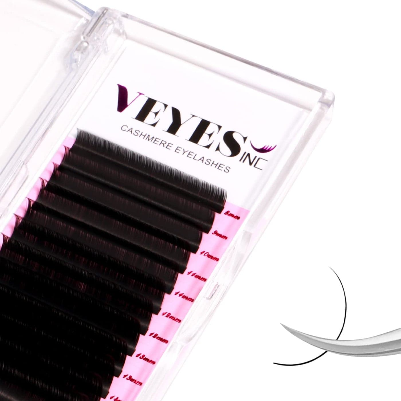 VEYES INC Cashmere Volume Lash Extensions C CC D DD LD L B J M Curl 003020 thickness 525mm Super Matte Black Individual Eyelashes Tray Professional Supplies for Lash Techs 005 D 14mm