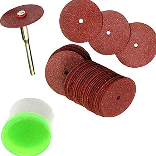 DIY Crafts Pack Of 50 Pcs, Multi, Colour With 1 Pc Mandrel, 24mm Mini Diamond Cutting Discs Wheel Drill Bit For Rotary Tool Kit Cut (Pack Of 50 Pcs, Multi, Colour With 1 Pc Mandrel)