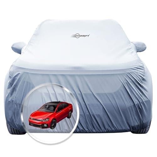 NEODRIFT 'SilverTech' Car Cover for Volkswagen Virtus (100% Water-Resistant, All Weather Protection, Tailored Fit, Precision-Fit & Breathable Fabric) (Colour: Silver)