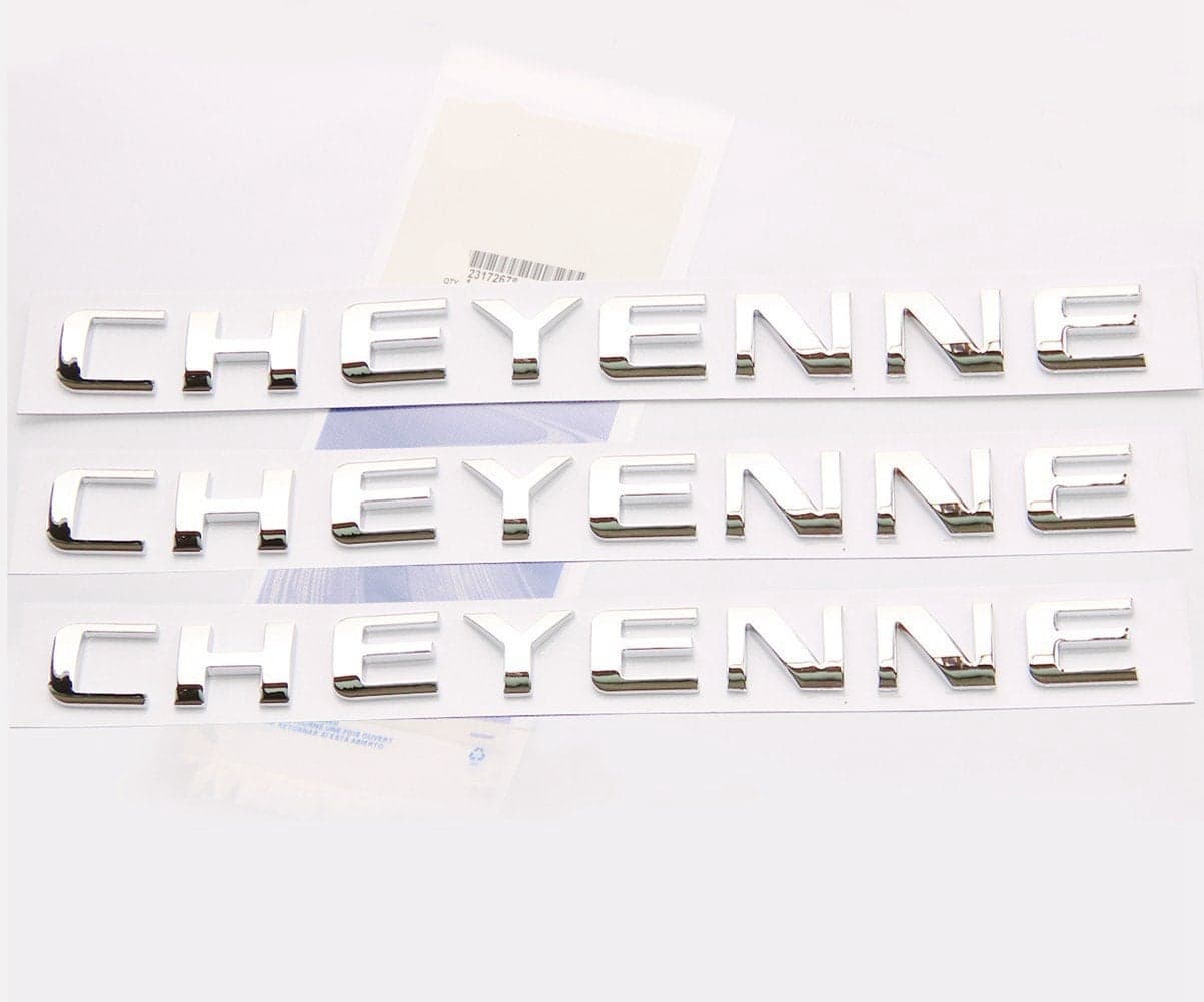 Yoaoo 3Pack OEM Chrome Cheyenne Nameplates Emblems Badge Compatible with Silverado Shiny 3D New
