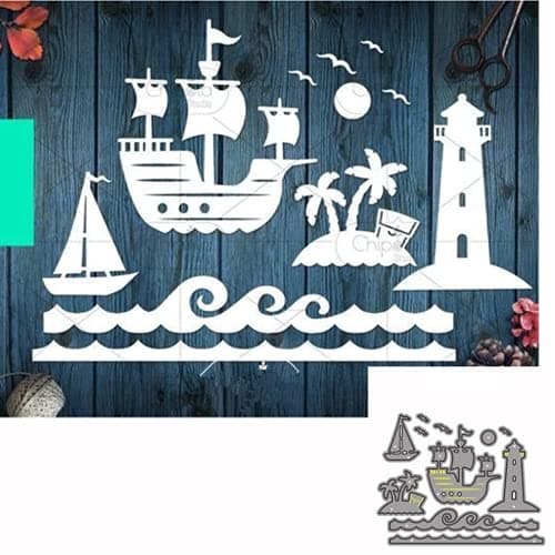 XMYXCRAFT Ocean Ship Metal Die Cuts, Outpost Cage Boat Stencils DIY Crafts Cards Cutting Dies Cuts for DIY Embossing Card Making Photo Decorative Paper Dies Scrapbooking