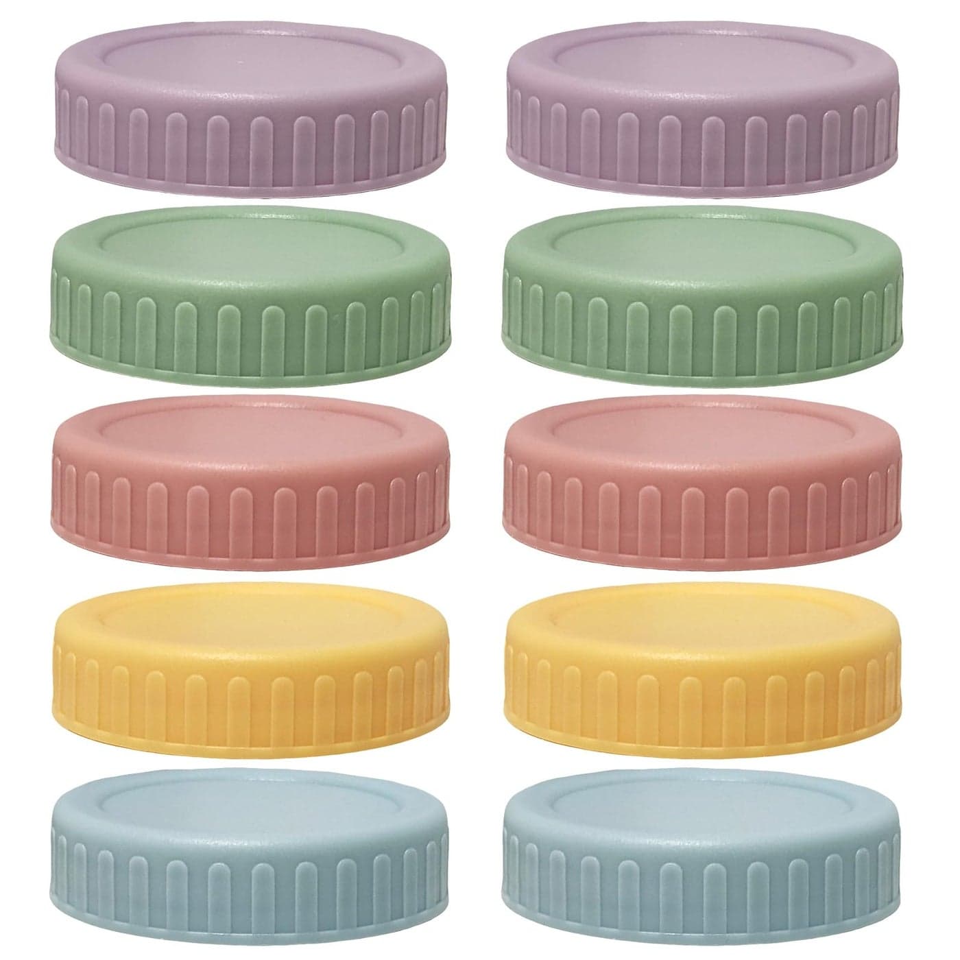10 Colored Plastic Lids 70mm Inner Diameter Regular Mouth with Silicone Ring Suitable for Glass Cans