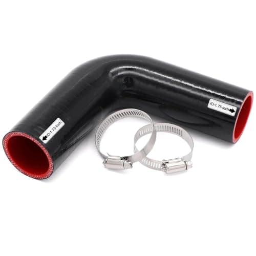 90 Degree ID 134inch45mm Silicone Coupler Hose Length 4inch102mm Black 4Ply Reinforced Thickness 5mm for TurboIntercoolerIntakeExhaust Pipe with 2PCS Clamps