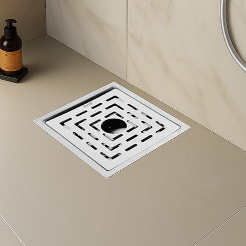 Ruhe® Sapphire Exclusive Square Flat Cut Floor Drain/Jali with Cockroach Trap & Hole | 304 Stainless Steel Floor Drain | 6 x 6 inches
