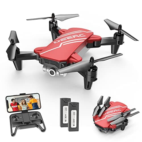 DEERC D20 Mini Drone for Kids with 720P HD FPV Camera Remote Control Toys Gifts for Boys Girls with Altitude Hold Headless Mode One Key Start Speed Adjustment 3D Flips 2 Batteries Red