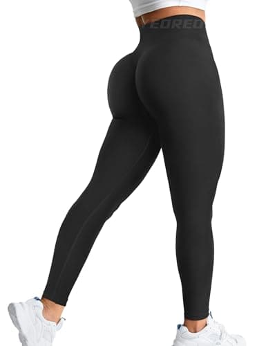 YEOREO Amplify Leggings for Women Seamless Scrunch Leggings Butt Lifting Gym High Waisted Athletic Leggings Black Marl