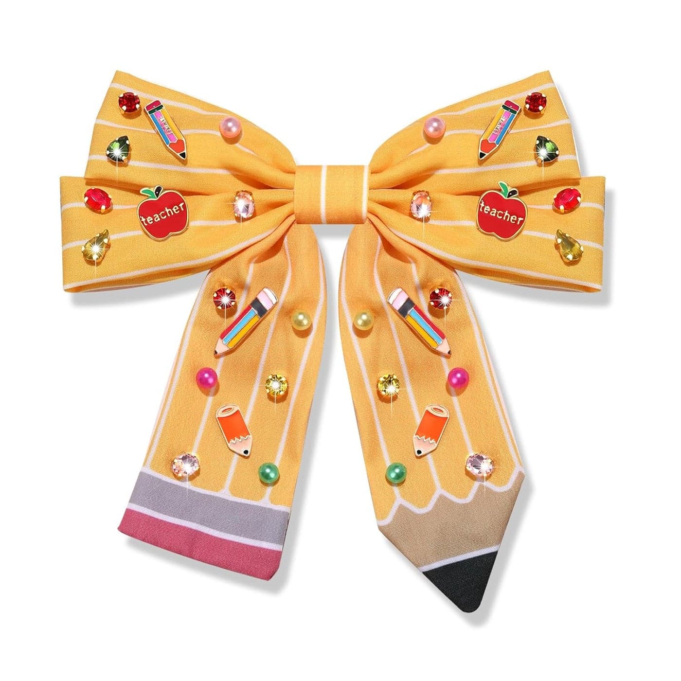 Pencil Hair Bows for Women Back To School Hair Bow Clips Teacher Hair Accessories Pencil Hair Clips Cheer Bows Large Hair Bows School Accessories Teacher Appreciation Gifts Pattern Q