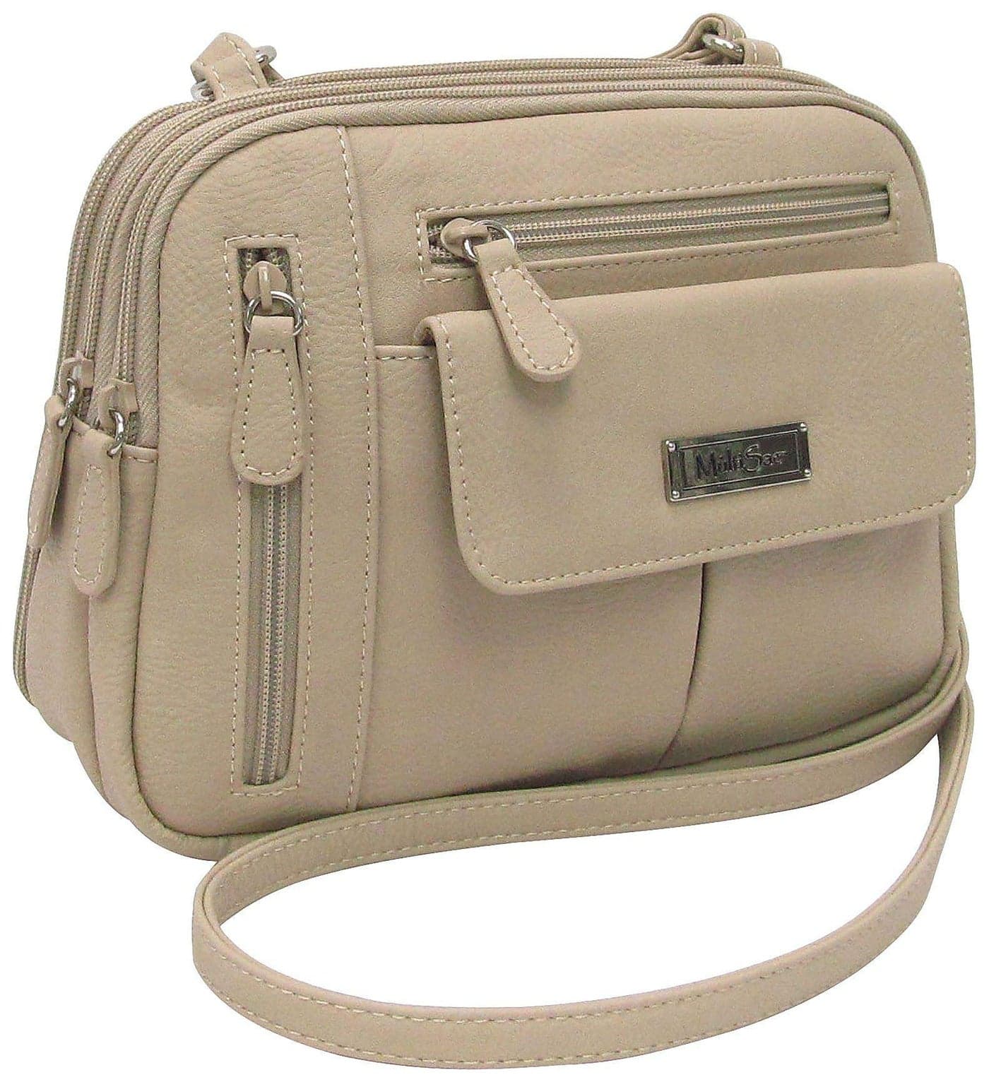 MultiSac Women's Zippy Triple Compartment Crossbody Bag, Chino, One Size