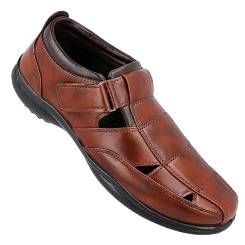 WALKAROO WF6255 Mens Roman Sandals for formalwear and regular use - Brown