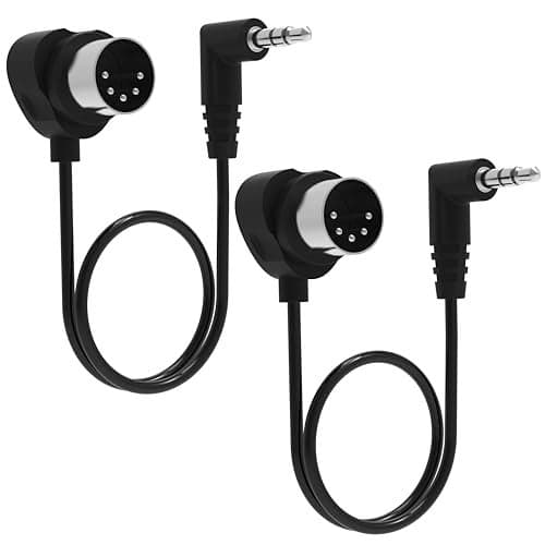 FORE TRS 3.5mm MIDI Cable 2-Pack 1-FT / 30CM Type-A TRS 3.5mm to MIDI 5 Pin Din Cable with Ultra-Small Plugs for Tight Space 2-Pack 1-FT / 30CM