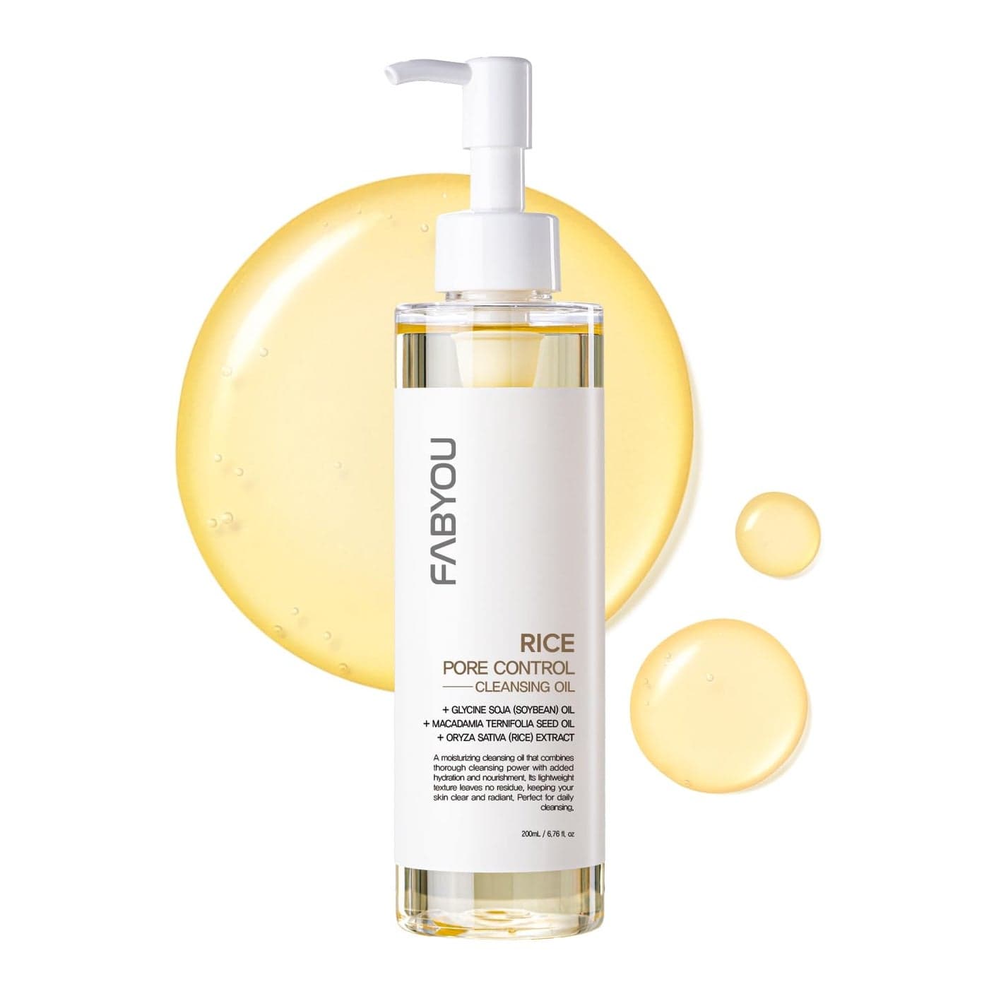 FABYOU Rice Pore Control Cleansing Oil 200ml 676 floz Korean Skin Care Deep Pore Cleanse Moisturizing Nourishing Hypoallergenic PlantBased Oils for Clear and Smooth Skin