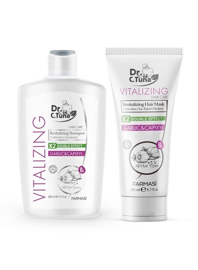 Dr. C. Tuna Vitalizing Garlic Shampoo and Hair Mask, Natural Hair Treatment for Hair Growth, Prevents Hair Loss, Stimulates Growth, Relieves Itchy Scalp with Capixyl (Shampoo and Mask)