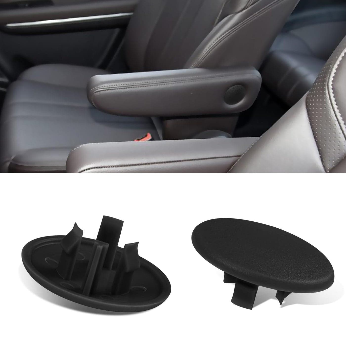 HEVLE 2PCS Armrest Cover Cap Seat Parts Replacement for 0719 Chevy Tahoe Cadillac Escalade Suburban Yukon 15279689 Left or Right Rear Bucket Seats Arm Rest Handle Trim Bolt Black