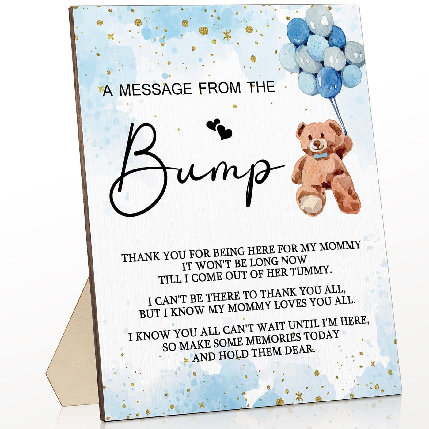 Roowest Cool Baby Shower Tabletop Decoration a Message from the Bump Wooden Baby Shower Games Sign Greenery Cute Gender Reveal Party Thank You Sign 112 x 866 InchesBear