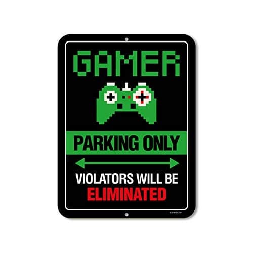 Honey Dew Gifts Gamer Parking Only Violators Will be Eliminated Teen Bedroom Decor Boys Room Sign Gifts for Gamers Gaming Accessories 9 inch by 12 inch HDG1051