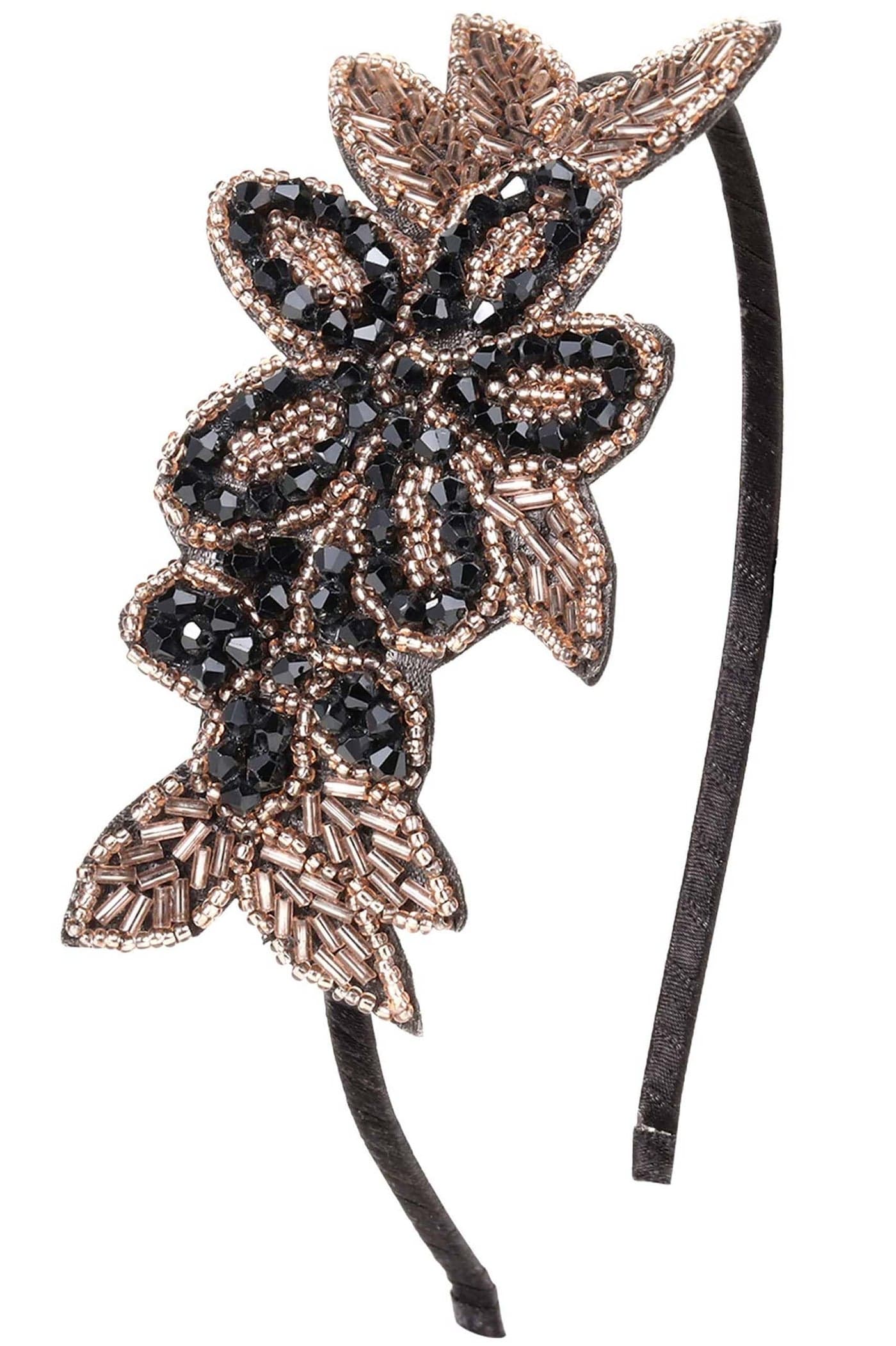 BABEYOND Flapper Headband 1920s Headpiece Art Deco Headpiece Rhinestone Hair Accessories for Women Style3Black Gold