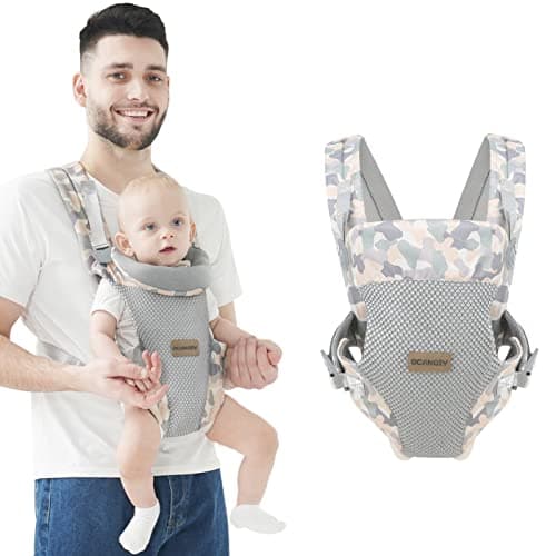 Ocanoiy Baby Wraps Carrier, Ergonomic Baby Carrier Newborn to Toddler, Cozy Baby Front and Back Carrier for 7-45lbs (Camouflage)