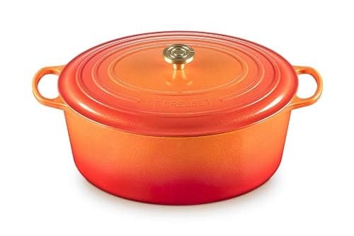 Le Creuset Enameled Cast Iron Signature Oval Dutch Oven, 15.5 qt., Flamme Doree with Crucible Knob