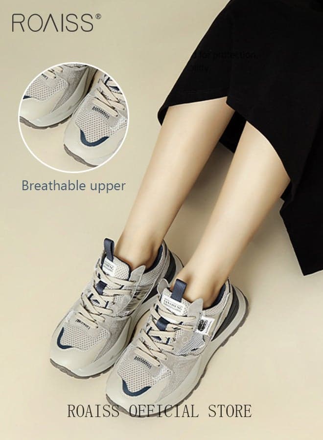 Women Dad Sneakers Vintage and Versatile Chunky Sole Mesh Waffle Shoes Perfect for Casual and Sporty Outfits Athlesiure Shoes